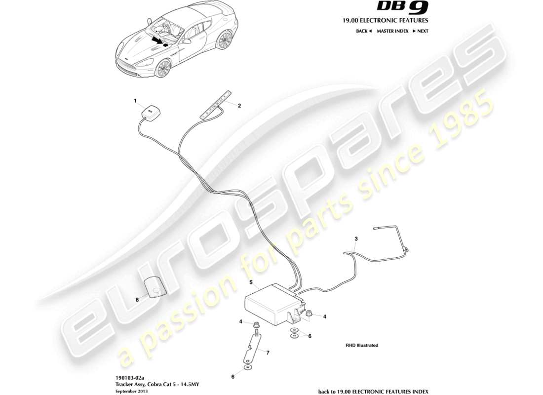 a part diagram from the aston martin db9 (2015) parts catalogue