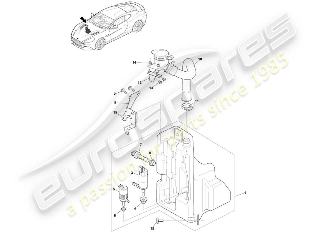 aston martin vanquish (2013) washer bottle parts diagram