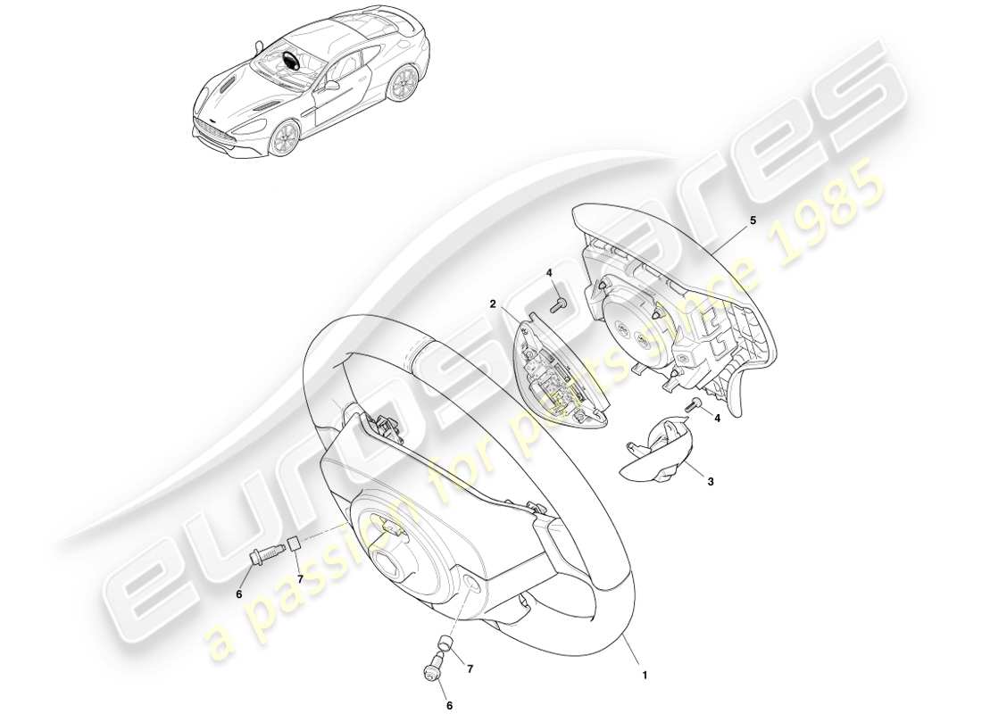 aston martin vanquish (2013) steering wheel parts diagram
