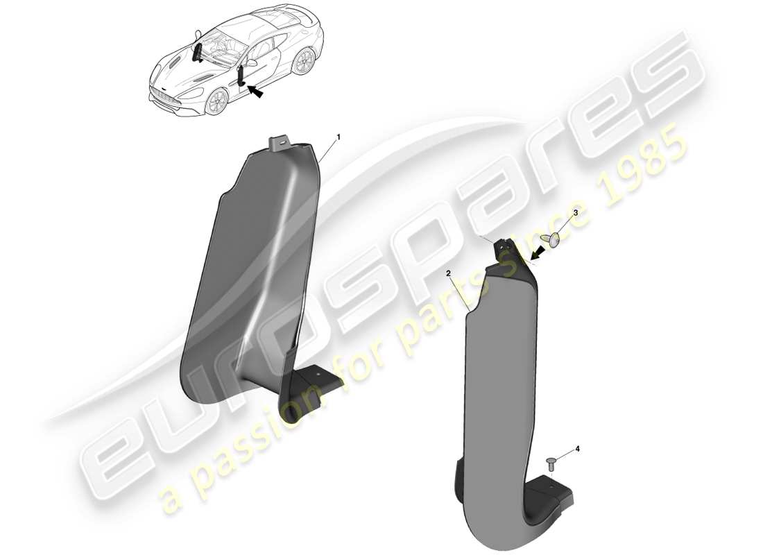 aston martin vanquish (2013) pillar trim, lower parts diagram
