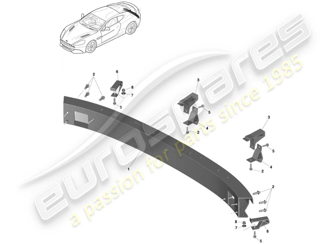 aston martin vanquish (2014) rear bumper structure, fed, gcc, china part diagram
