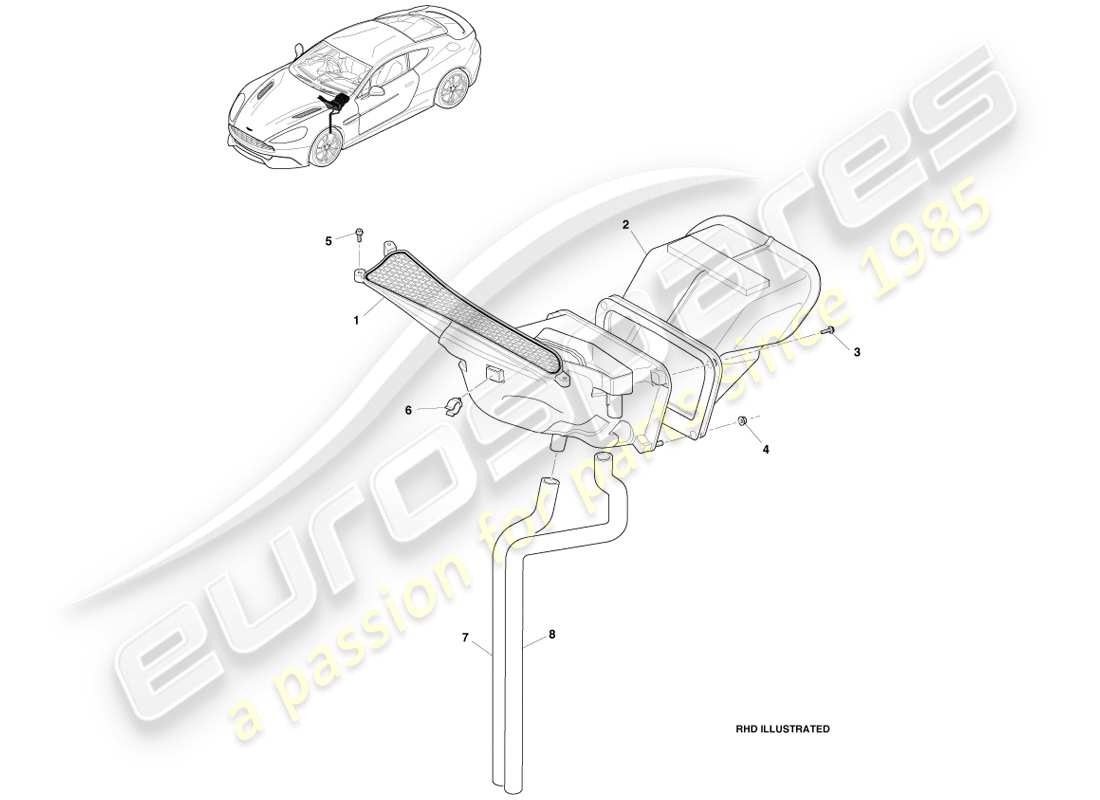 aston martin vanquish (2014) air intake components part diagram