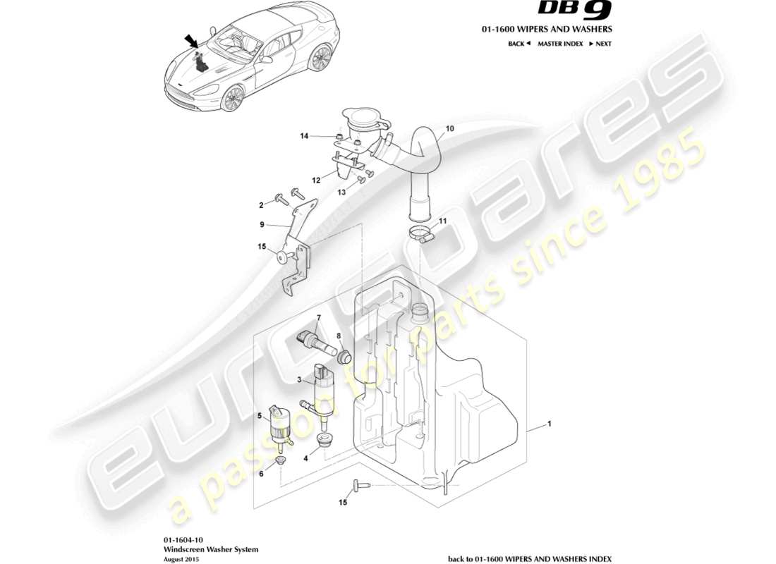aston martin db9 (2014) washer bottle parts diagram