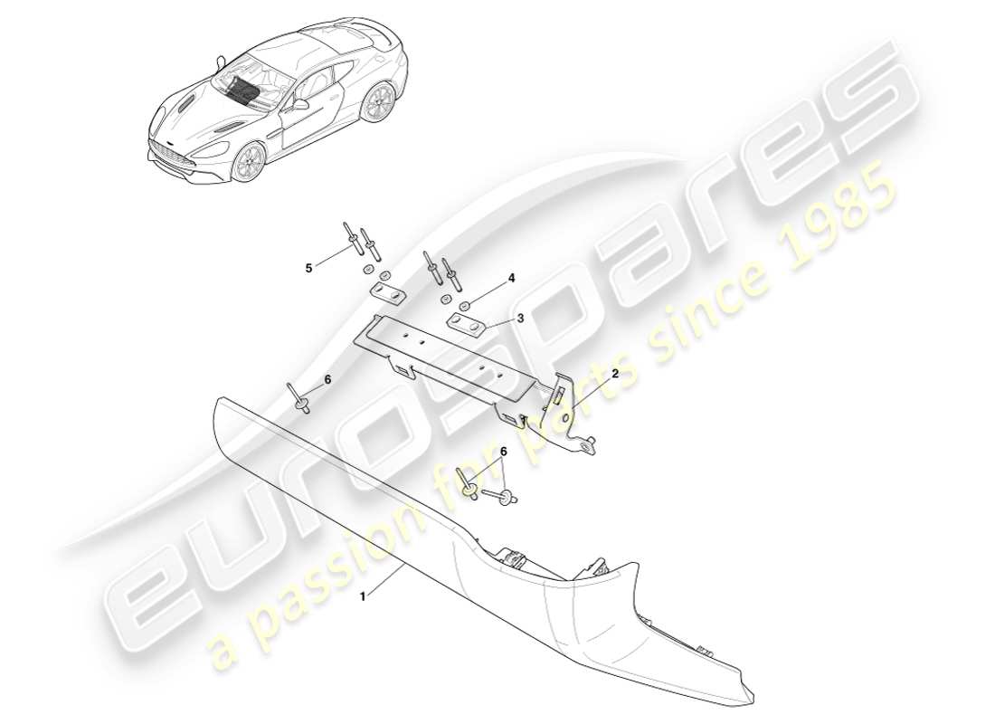 aston martin vanquish (2013) passenger lower panel parts diagram