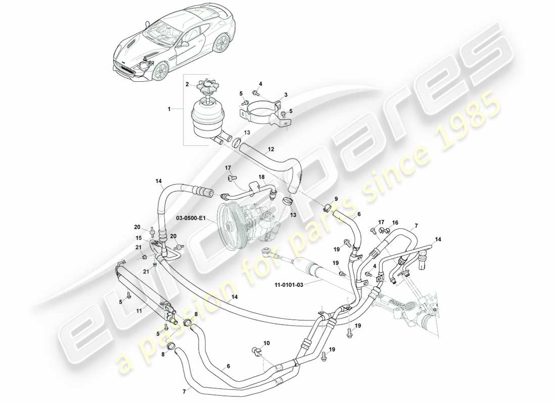 aston martin vanquish (2013) pas hoses, lhd 15my on parts diagram