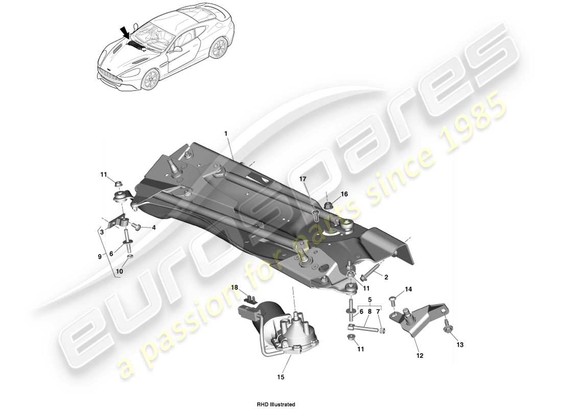 aston martin vanquish (2014) wiper linkage part diagram