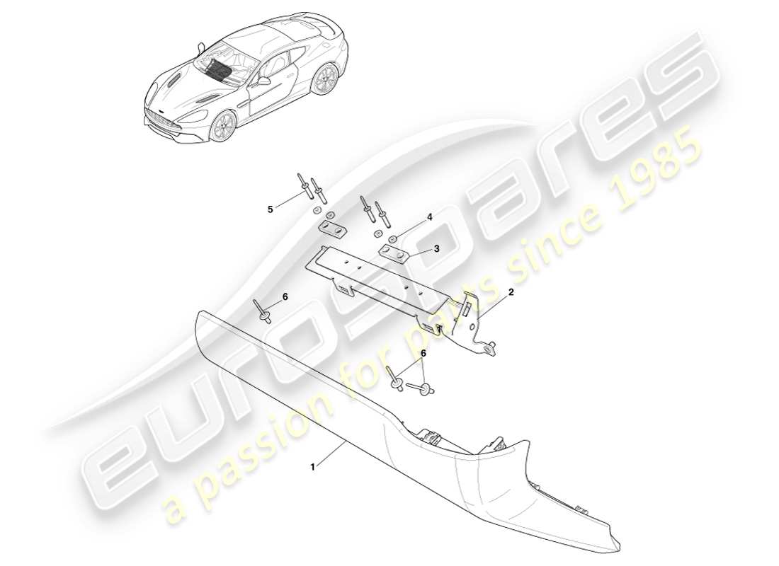 aston martin vanquish (2014) passenger lower panel part diagram