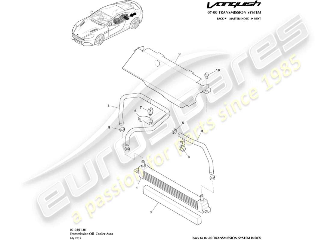 a part diagram from the aston martin vanquish (2015) parts catalogue