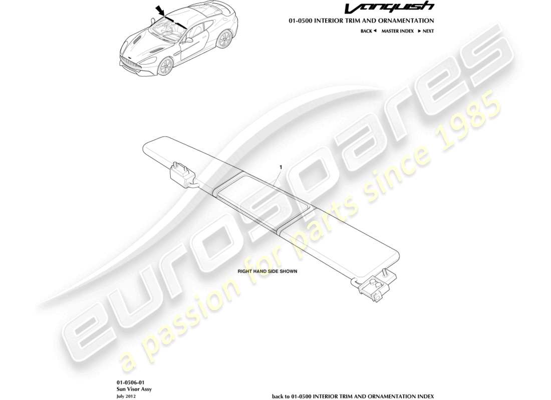 a part diagram from the aston martin vanquish parts catalogue