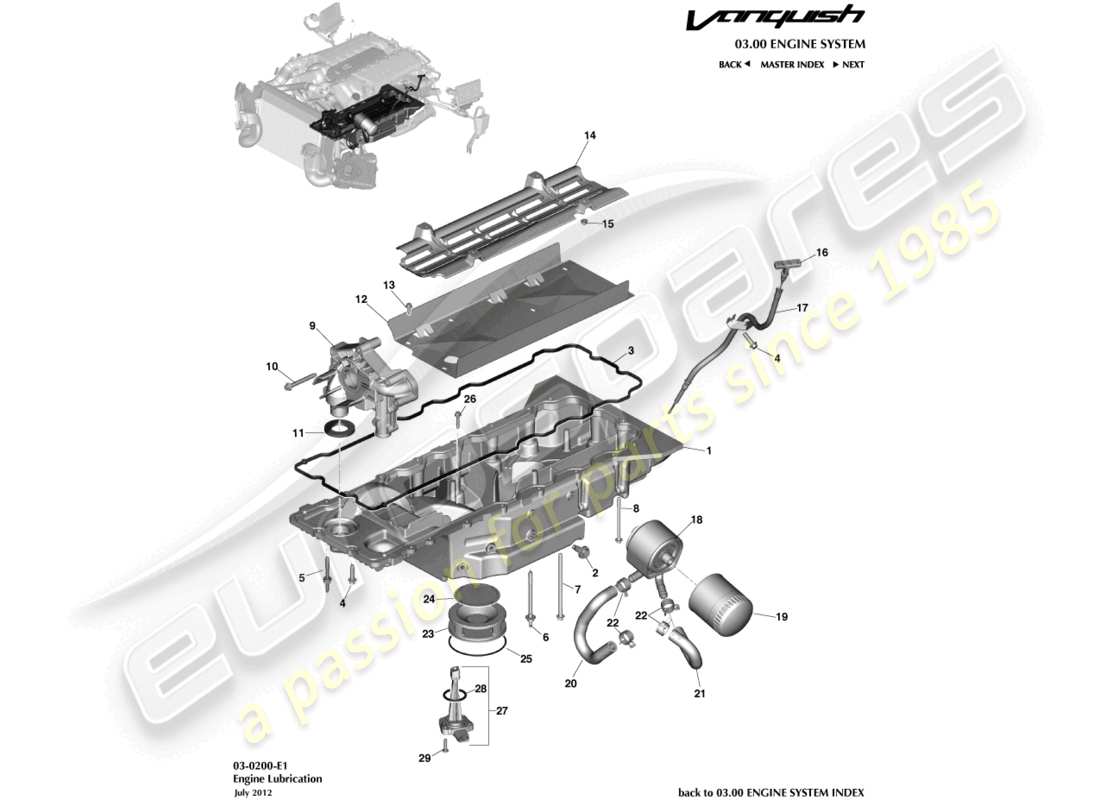 VIEW PARTS DIAGRAMS FROM THE ASTON MARTIN VANQUISH PARTS CATALOGUE a part diagram from the aston martin vanquish parts catalogue