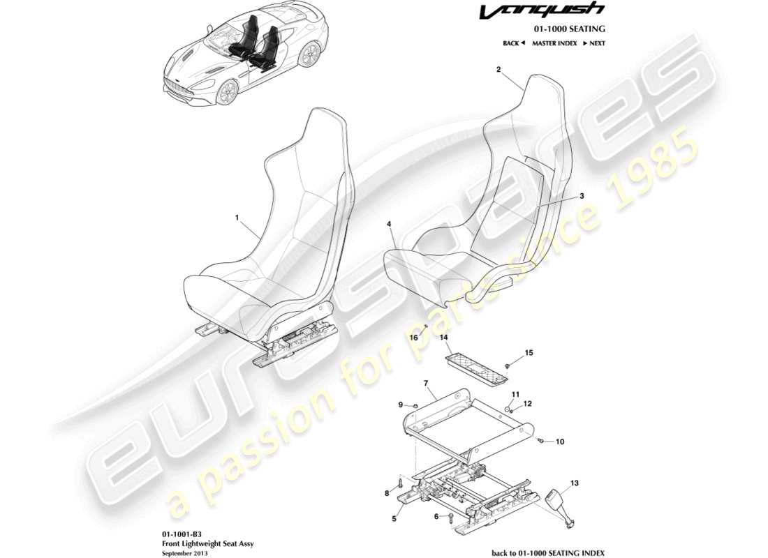 a part diagram from the aston martin vanquish parts catalogue