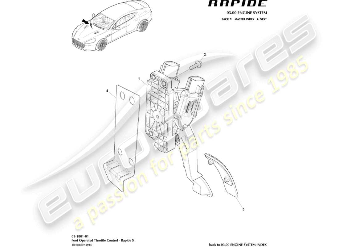 a part diagram from the aston martin rapide parts catalogue