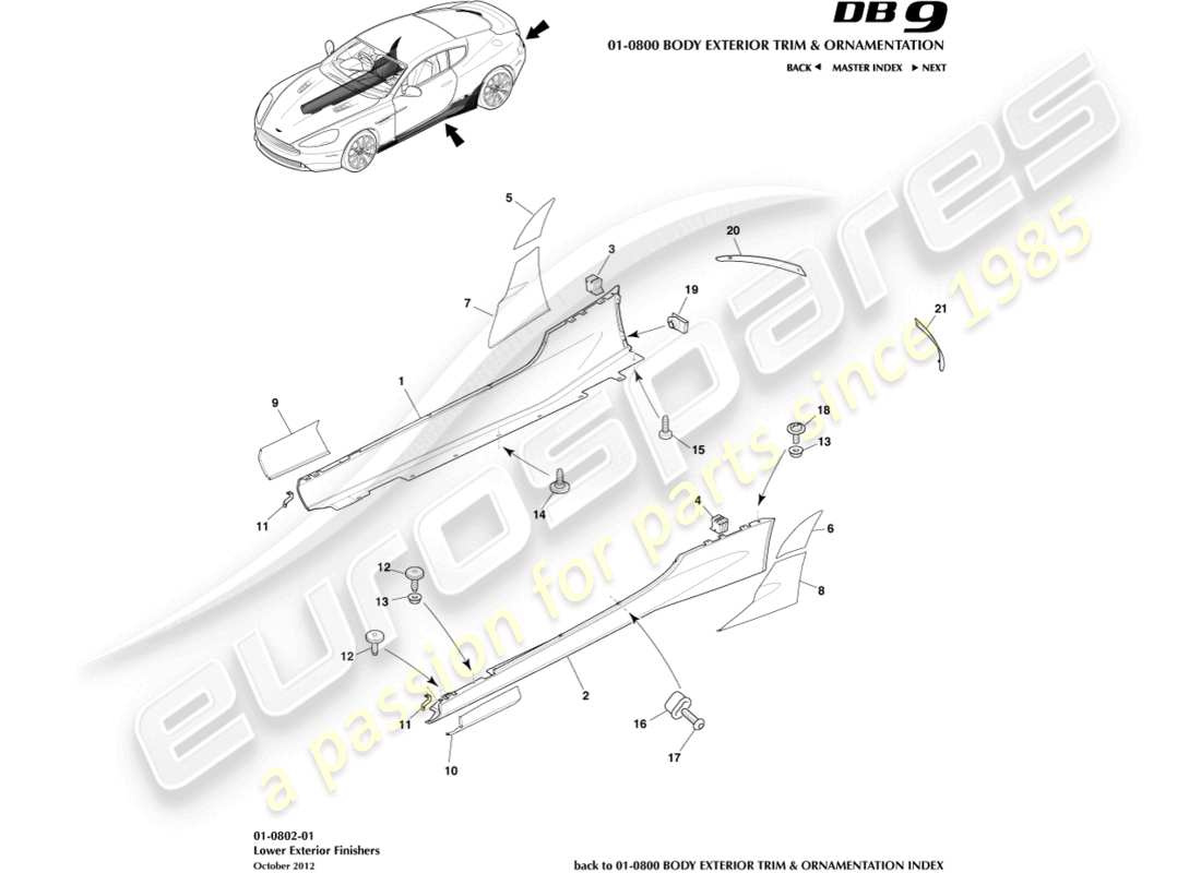a part diagram from the aston martin db9 (2016) parts catalogue