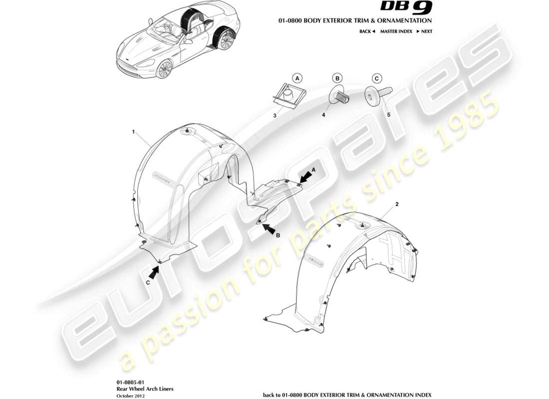 a part diagram from the aston martin db9 parts catalogue