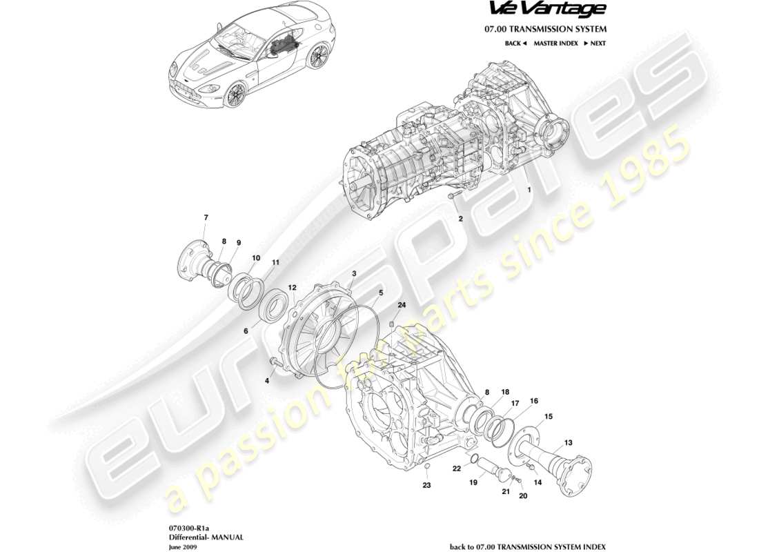 a part diagram from the aston martin v12 vantage parts catalogue