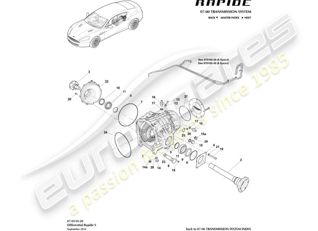 a part diagram from the aston martin rapide parts catalogue