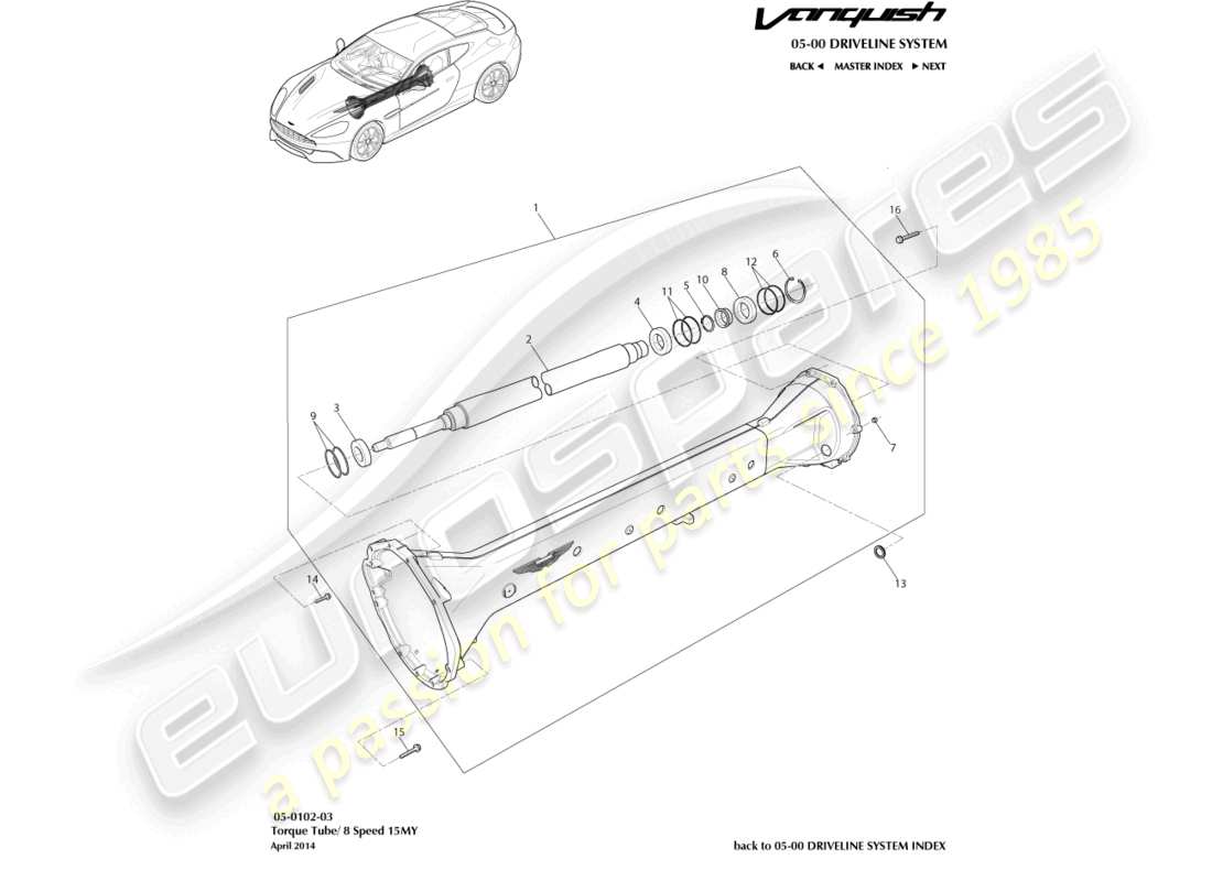 a part diagram from the aston martin vanquish (2017) parts catalogue