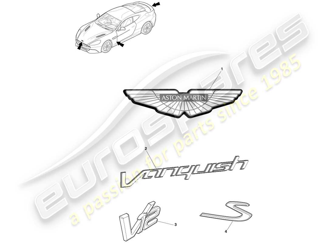 a part diagram from the aston martin vanquish parts catalogue