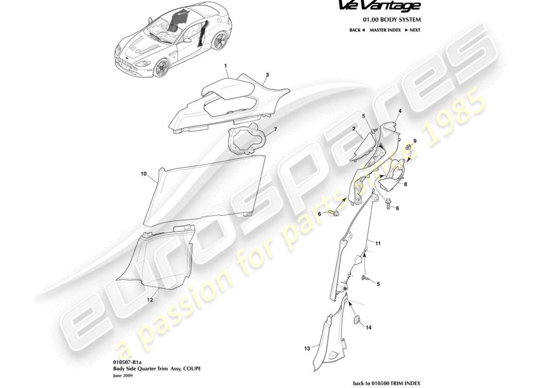 a part diagram from the aston martin v12 vantage parts catalogue