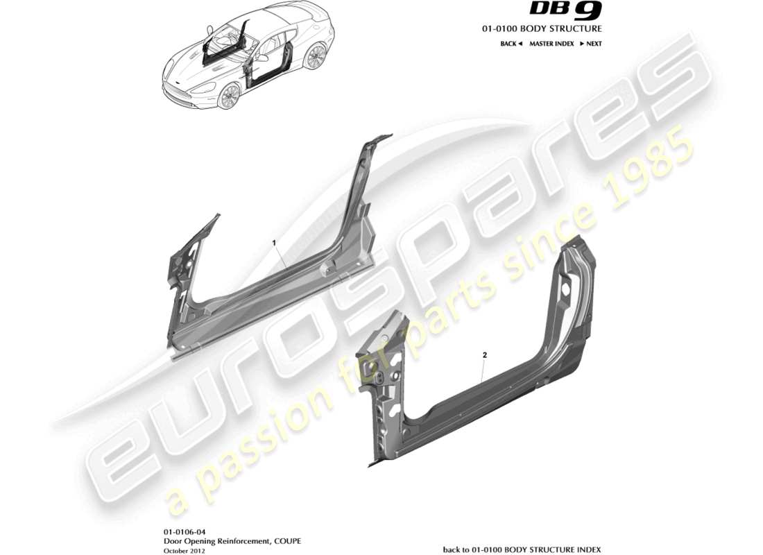 a part diagram from the aston martin db9 (2014) parts catalogue