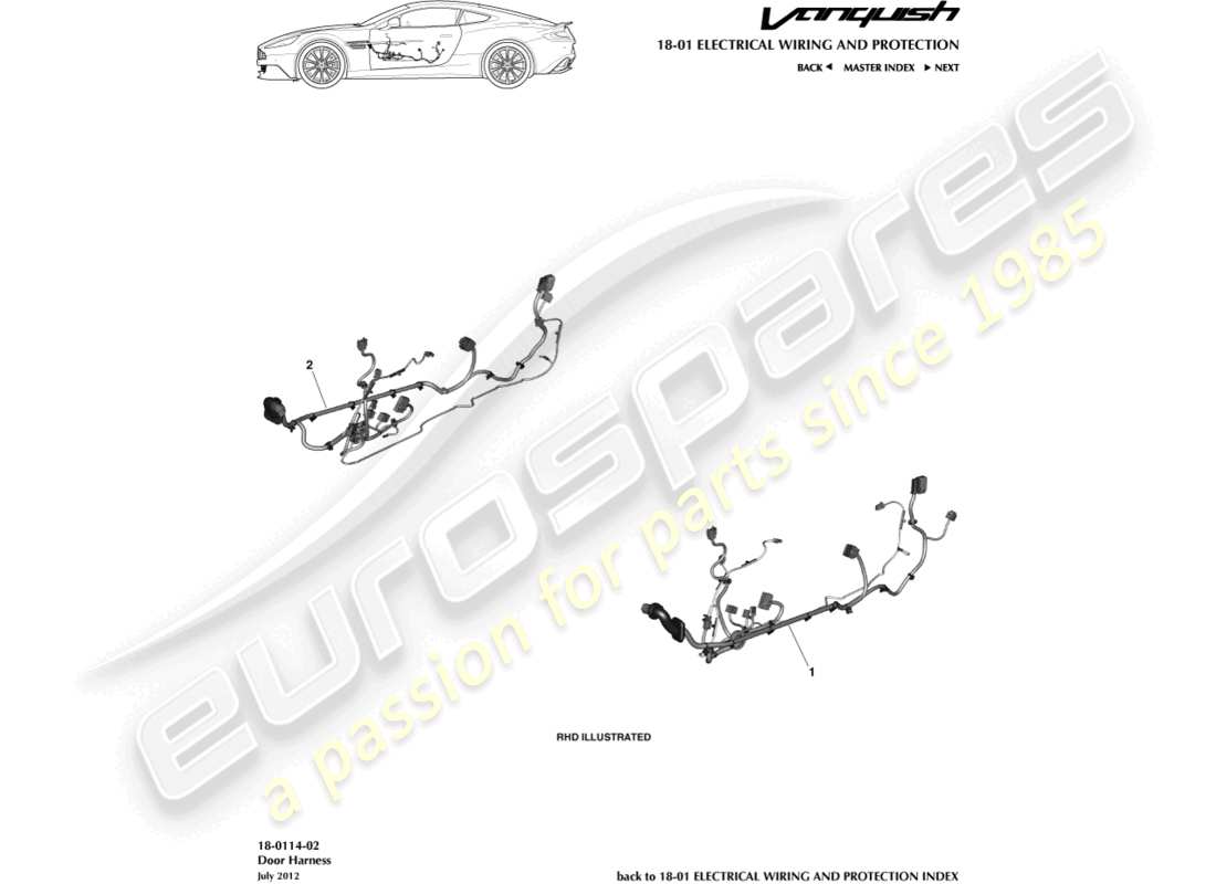 VIEW PARTS DIAGRAMS FROM THE ASTON MARTIN VANQUISH PARTS CATALOGUE a part diagram from the aston martin vanquish parts catalogue
