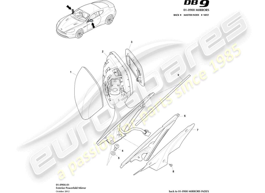 a part diagram from the aston martin db9 (2014) parts catalogue