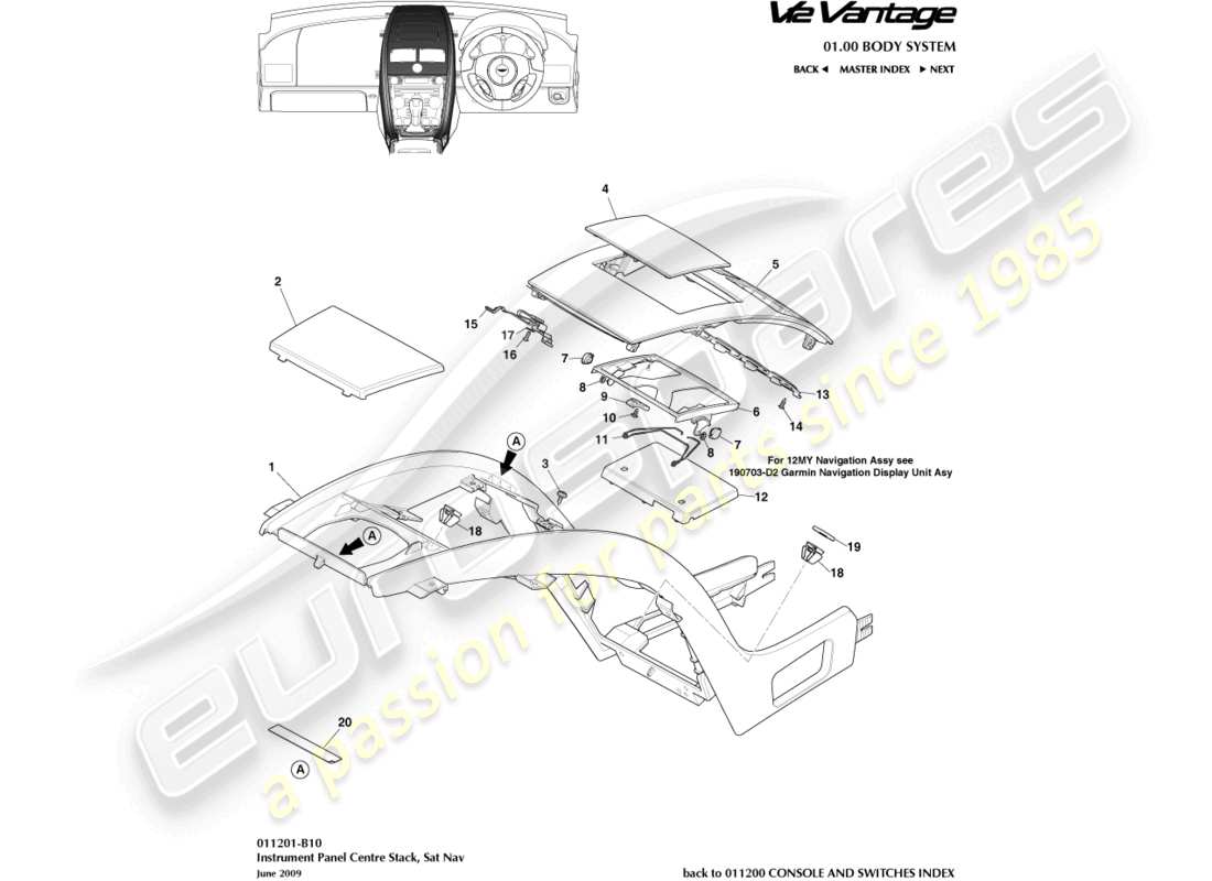 VIEW PARTS DIAGRAMS FROM THE ASTON MARTIN V12 VANTAGE PARTS CATALOGUE a part diagram from the aston martin v12 vantage parts catalogue