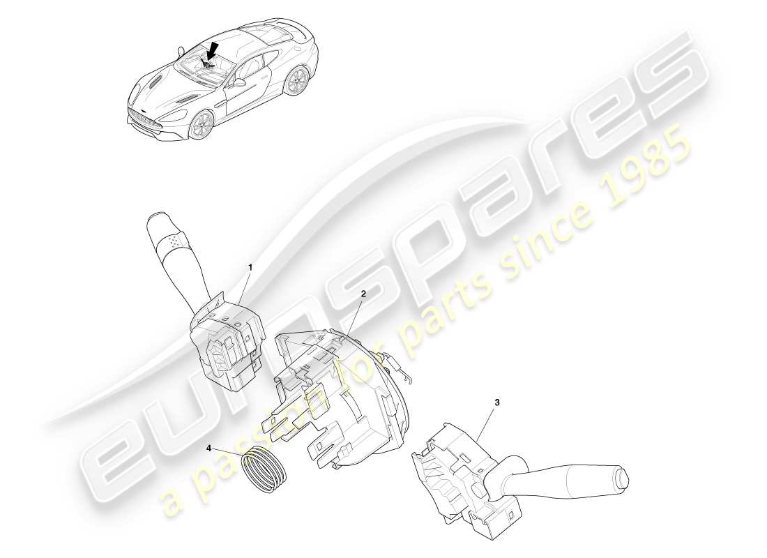 aston martin vanquish (2014) column switch assembly part diagram