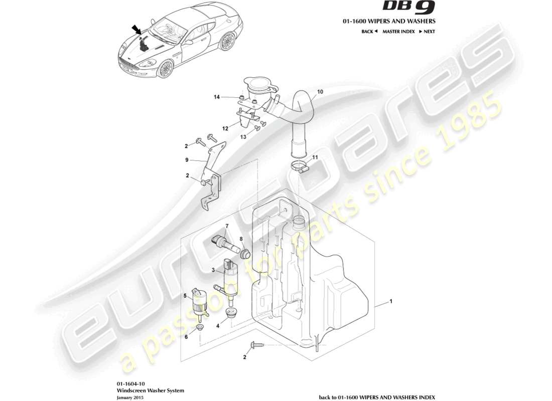 aston martin db9 (2004) washer bottle parts diagram