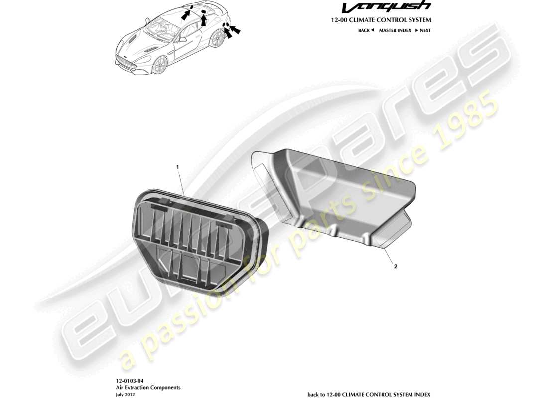 a part diagram from the aston martin vanquish (2015) parts catalogue