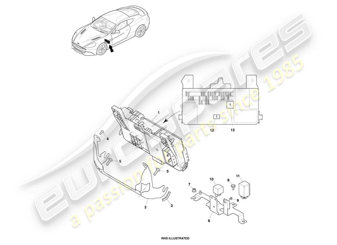 a part diagram from the aston martin vanquish parts catalogue
