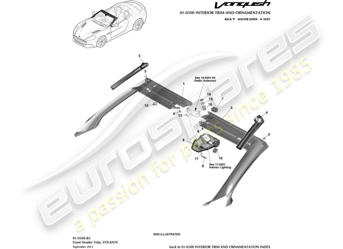 a part diagram from the aston martin vanquish parts catalogue