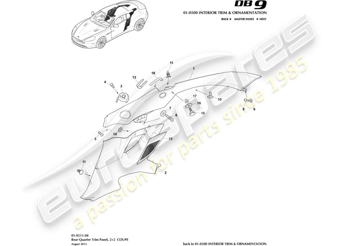 a part diagram from the aston martin db9 (2013) parts catalogue