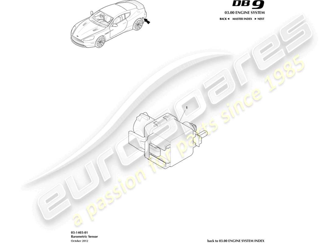 a part diagram from the aston martin db9 (2017) parts catalogue