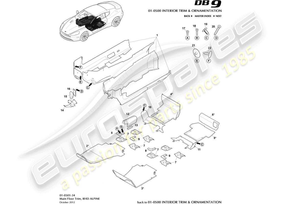 a part diagram from the aston martin db9 (2015) parts catalogue