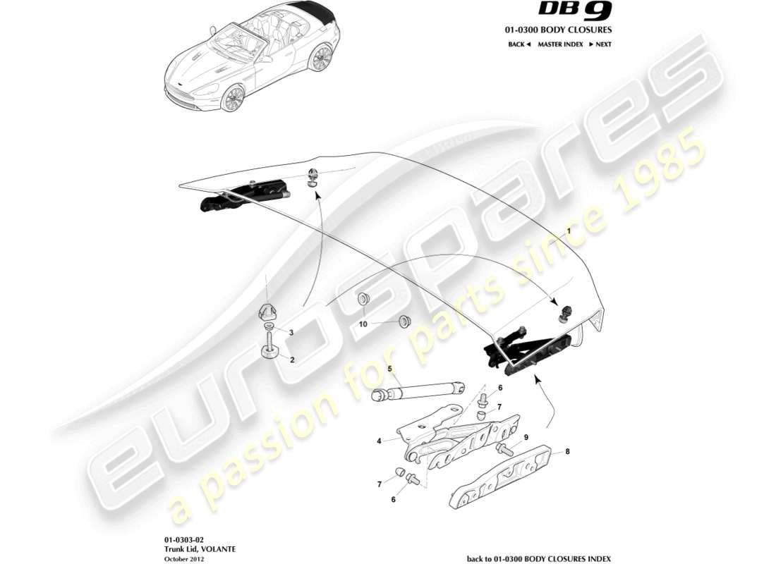 a part diagram from the aston martin db9 (2017) parts catalogue