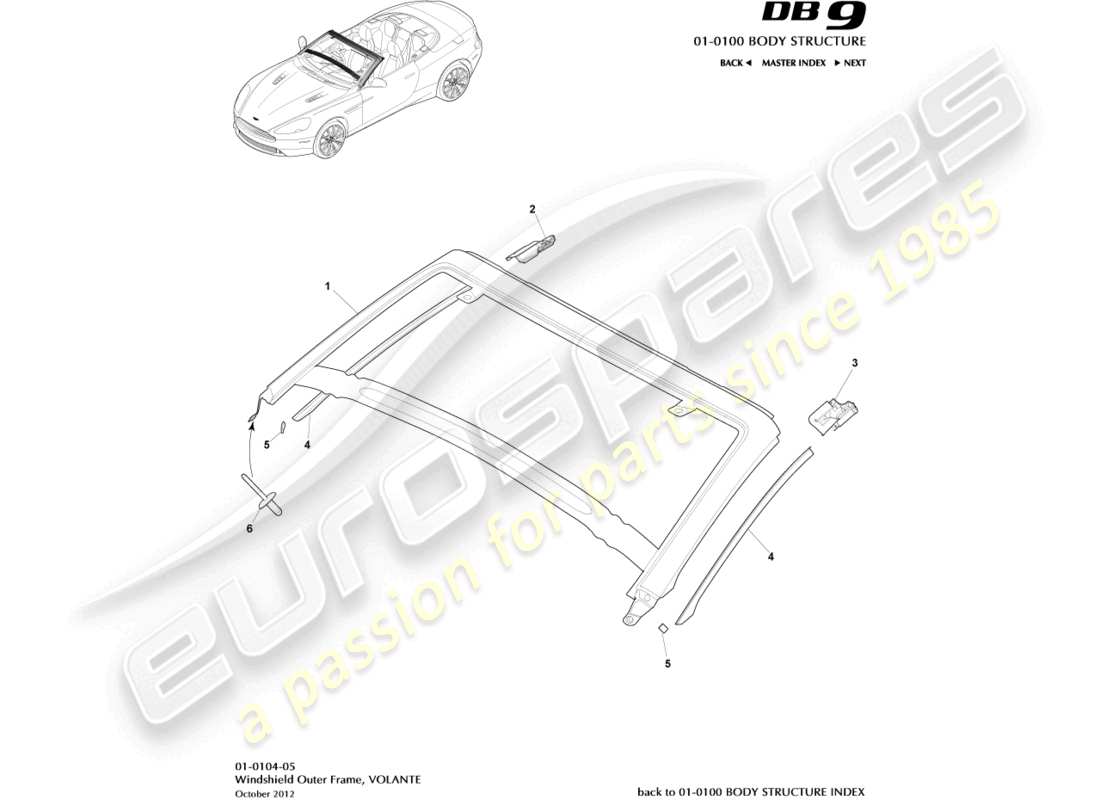 a part diagram from the aston martin db9 parts catalogue