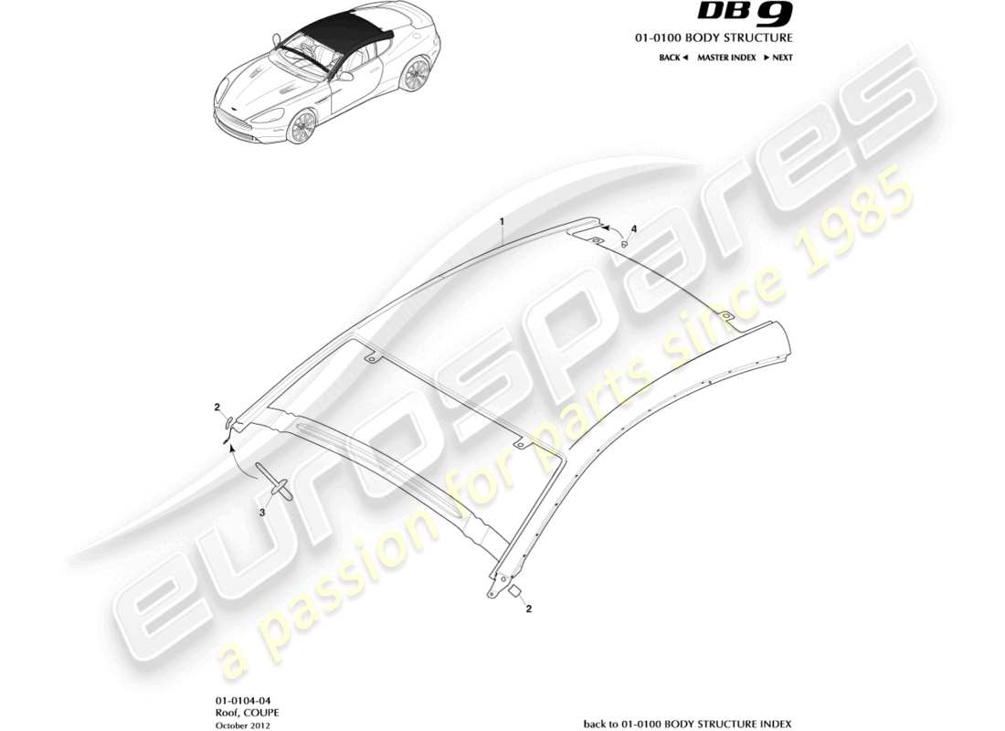 a part diagram from the aston martin db9 (2014) parts catalogue