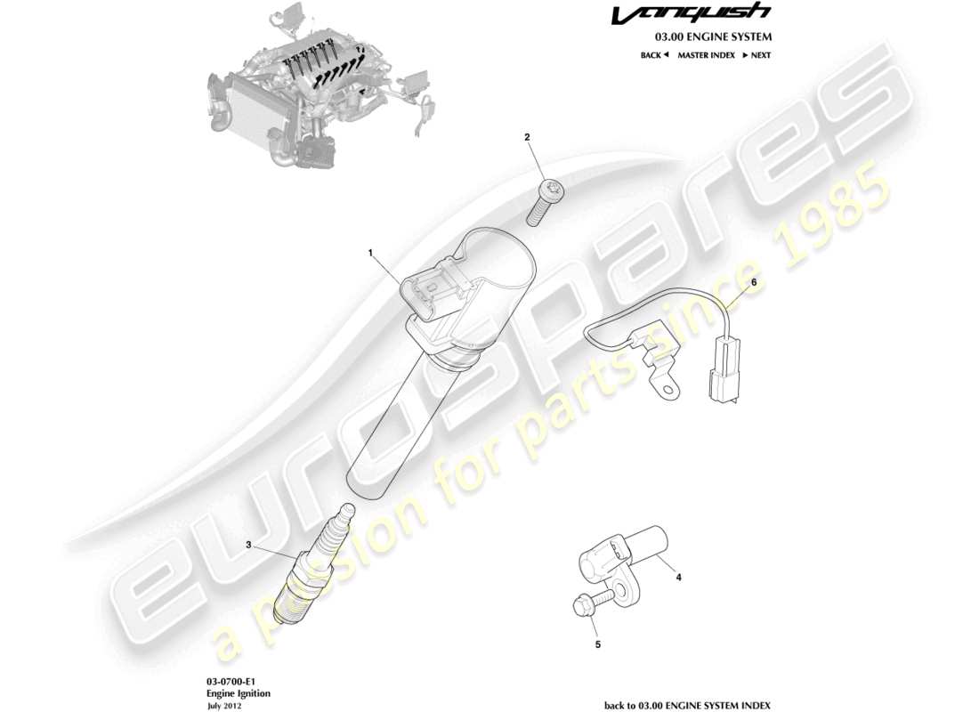 aston martin vanquish (2015) ignition part diagram