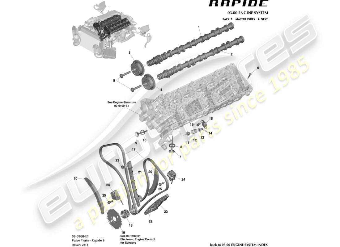 aston martin rapide (2013) valve train parts diagram