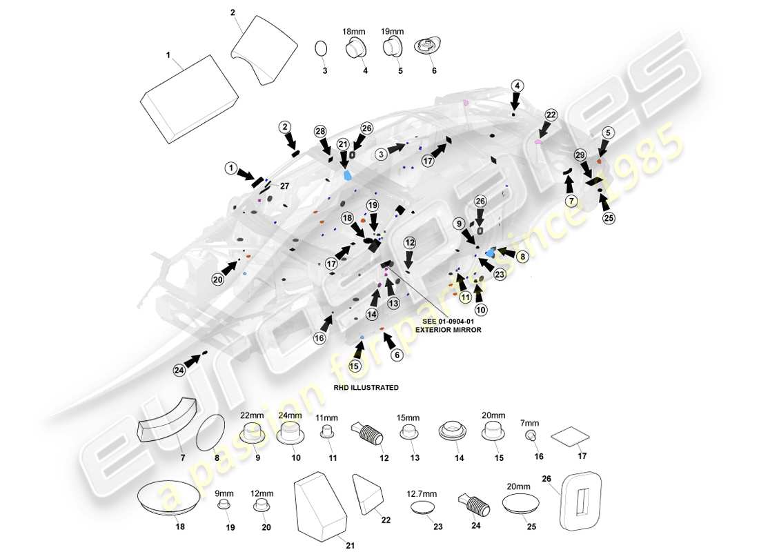 aston martin vanquish (2014) static sealing part diagram