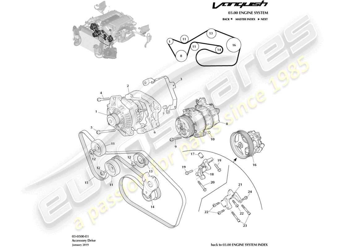 aston martin vanquish (2015) accessory drive part diagram