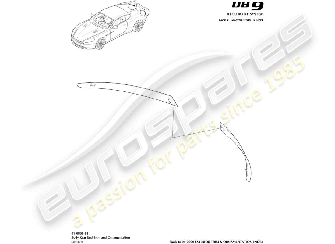aston martin db9 (2014) rear end trim parts diagram