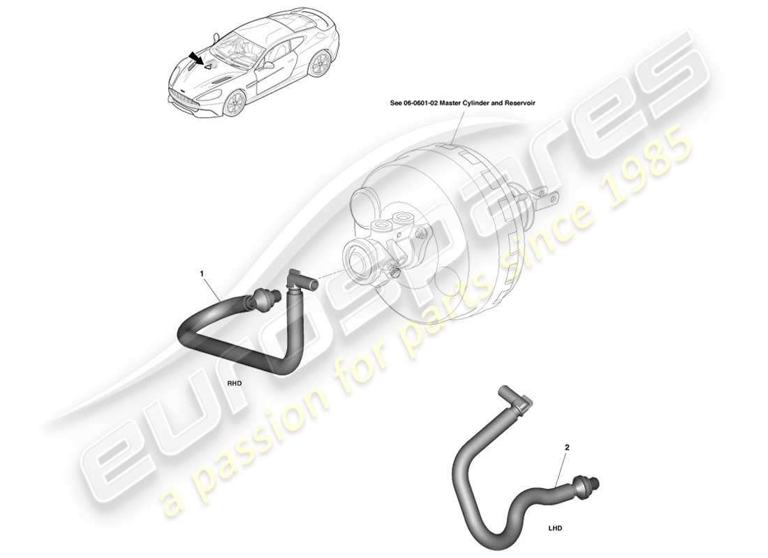 aston martin vanquish (2013) vacuum reservoir hose parts diagram