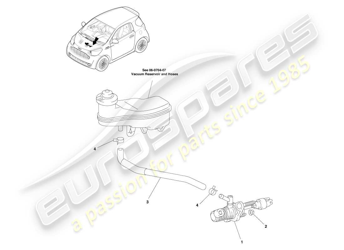 a part diagram from the aston martin cygnet parts catalogue