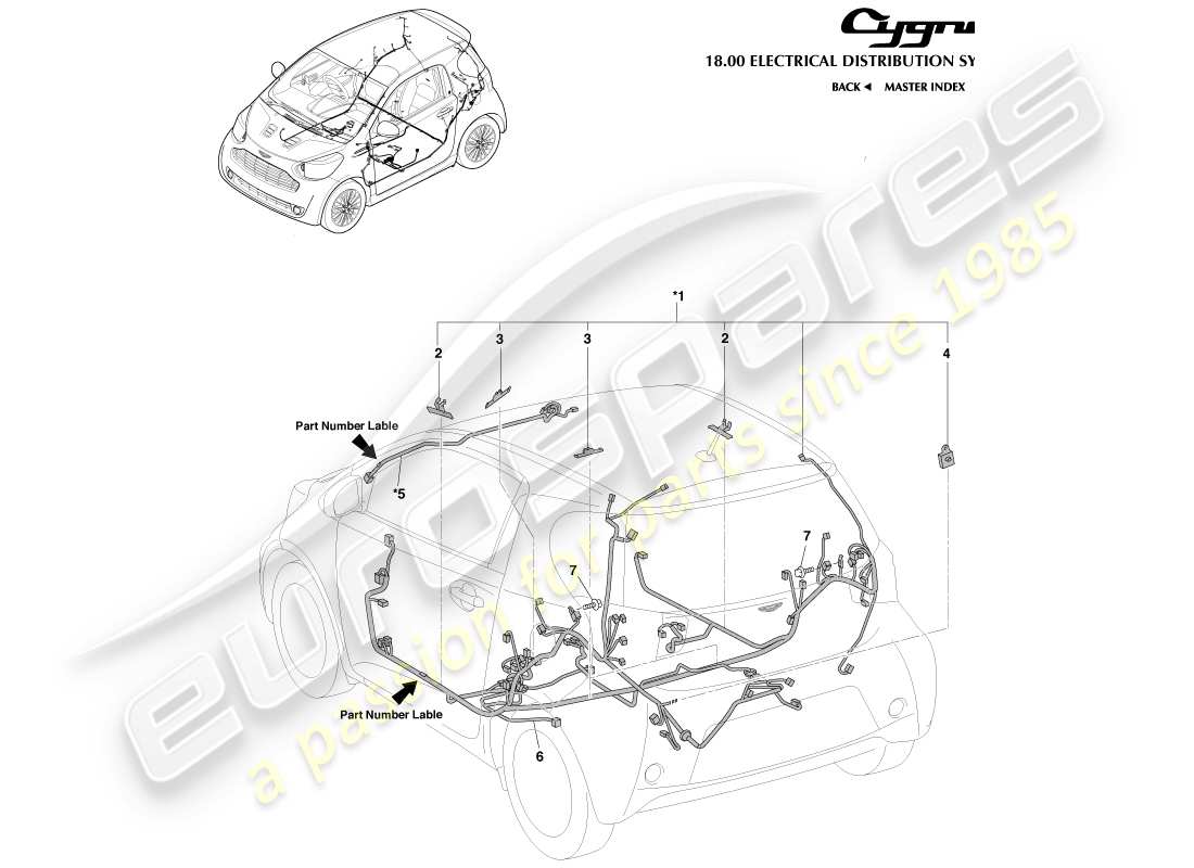a part diagram from the aston martin cygnet (2012) parts catalogue