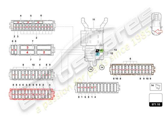 a part diagram from the lamborghini huracan tecnica parts catalogue