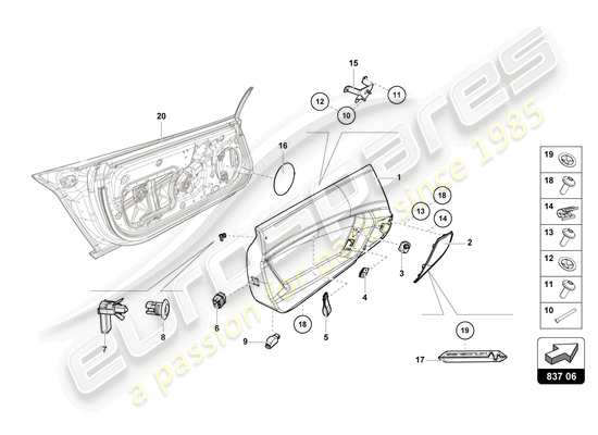 a part diagram from the lamborghini aventador ultimae parts catalogue