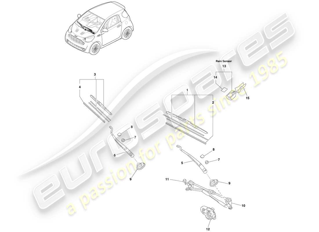 a part diagram from the aston martin cygnet (2012) parts catalogue