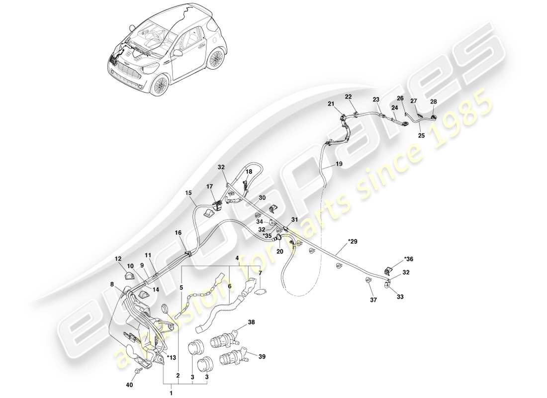 VIEW PARTS DIAGRAMS FROM THE ASTON MARTIN CYGNET PARTS CATALOGUE a part diagram from the aston martin cygnet parts catalogue
